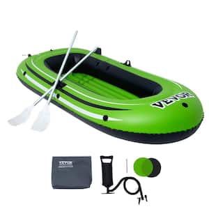 Inflatable Boat 2-Person Inflatable Fishing Boat Strong PVC Portable Raft Kayak Includes 45.6 in. Aluminum Oars