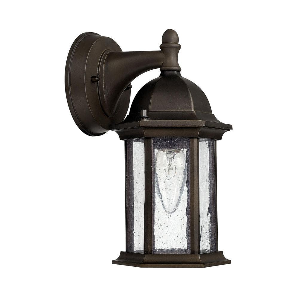 Main Street 9.5 in. 1-Light Old Bronze Outdoor Hardwired Wall Lantern Sconce with Antiqued Glass with No Bulbs Included price history on PriceWatchPro