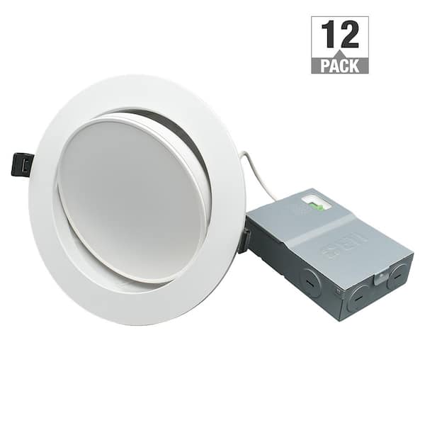 ETI LIGHTING Altair 6 in. Gimbal Canless Downlight Integrated LED Recessed Light Trim 950 Lumen 12W 120 Volt Adjustable CCT (12-Pack)