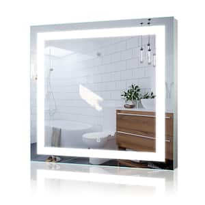 36 in. W x 36 in. H Square Frameless LED Light Anti-Fog Wall Bathroom Vanity Mirror Super Bright