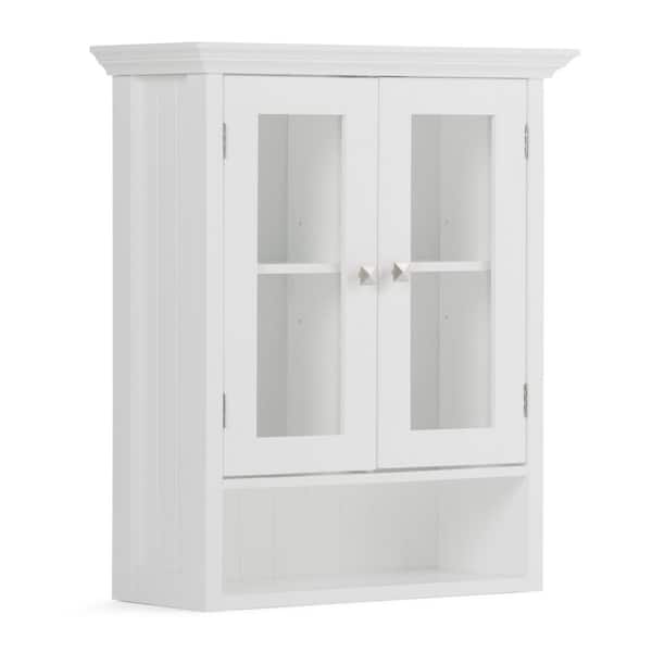 Simpli Home Acadian 28 in. H x 23.6 in. W Double Door Wall Bath Cabinet in Pure White