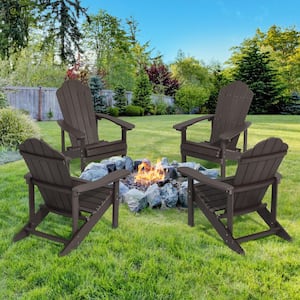 Coffee Weather Resistant Plastic Adirondack Chair (Set of 4)
