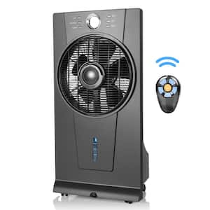 31.1 in. Floor Fan Humidifier and Misting Fan in Black with Remote Control; 2.5L Water Tank and Automatic Shut-off Timer