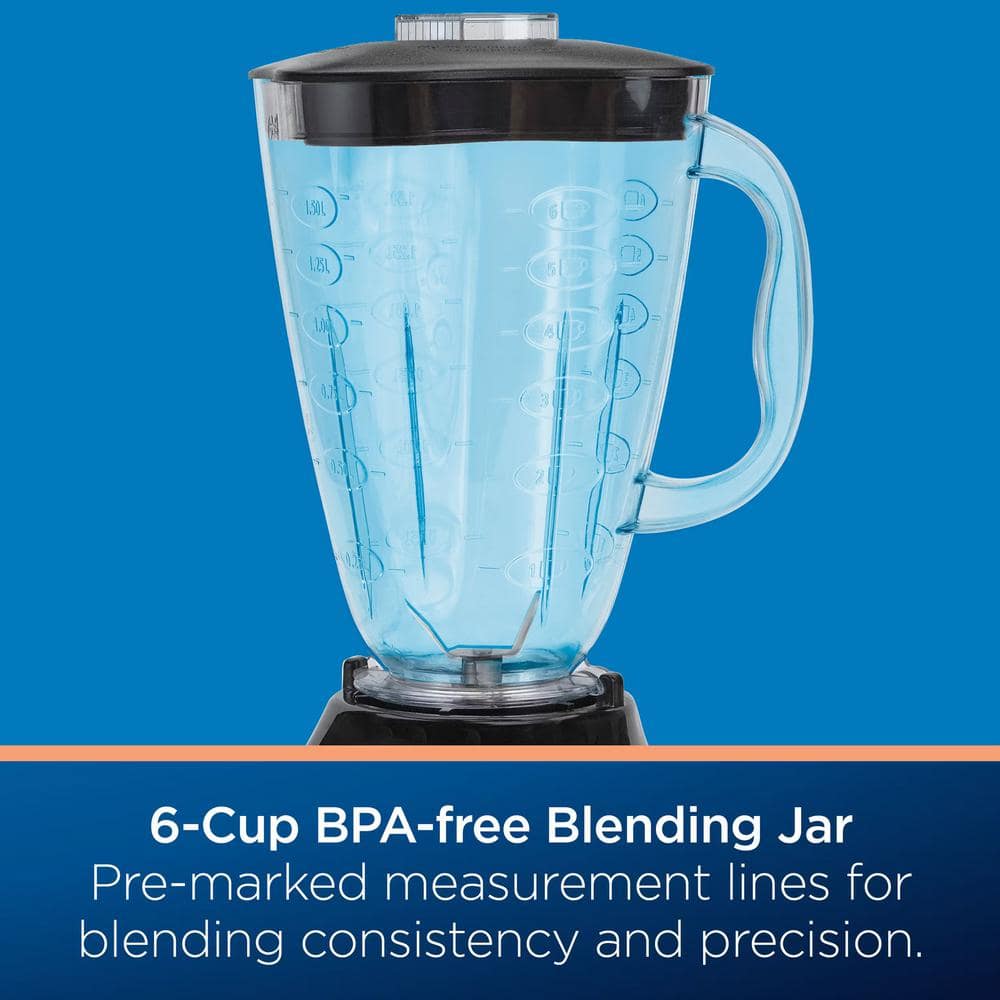 Black 6-Cup BPA-Free Plastic 3-Speed Blender