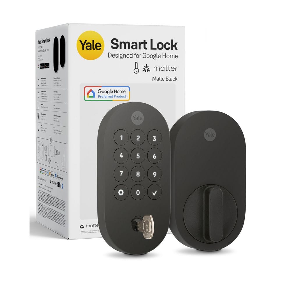 Smart Lock with Matter; Electronic Single Cylinder Deadbolt with Pushbutton Keypad; Matte Black