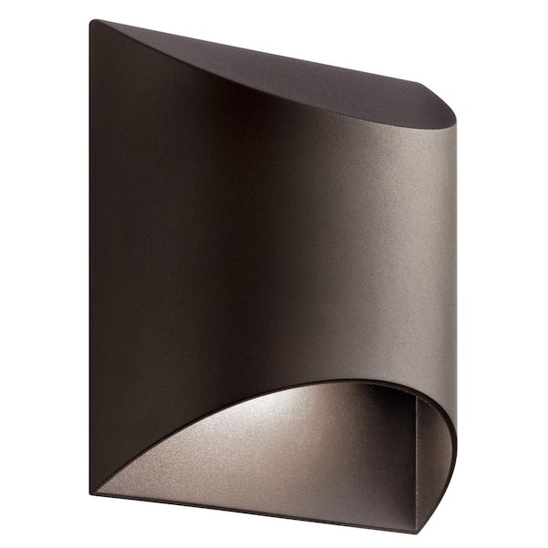 Wesley 7.5 in. 1-Light Architectural Bronze Outdoor Hardwired Wall Lantern Sconce with Integrated LED (1-Pack)