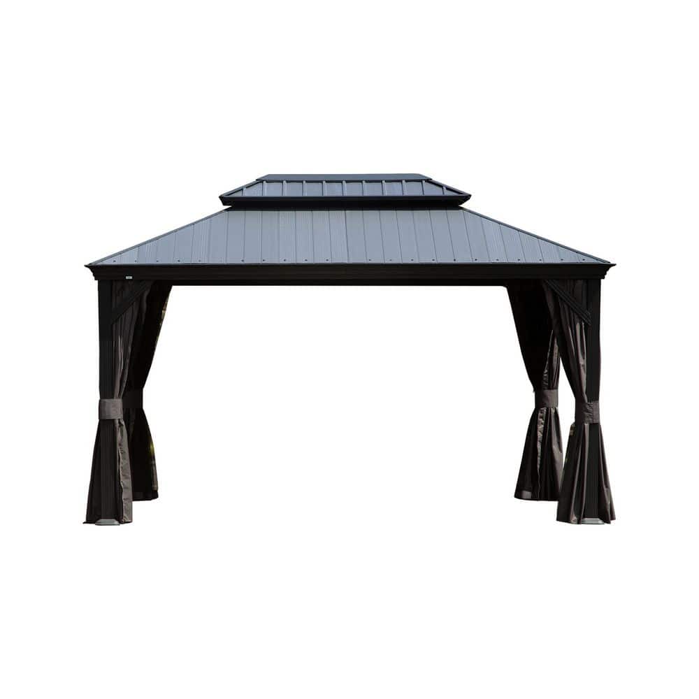 12 ft. x 16 ft. Dark Gray Hardtop Gazebo with Resin and Steel Roof, Heavy Duty Permanent Pavilion with Drainage price history on PriceWatchPro