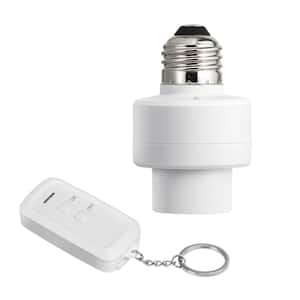 120-Volt Wireless Remote Control Lamp Bulb Socket with Switch for Pull Chain Light Fixtures, White, 1 Pack