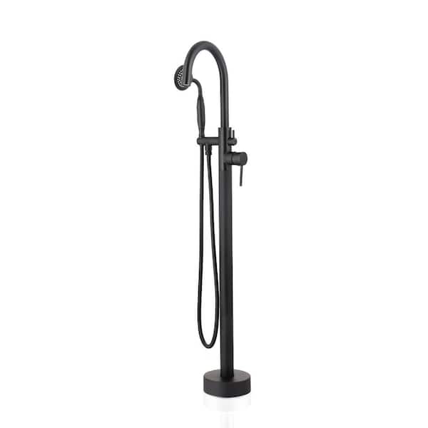 Unbranded 2-Handle Claw Foot Freestanding Tub Faucet with Handle Shower, 360° Tub Spout in. Matte Black