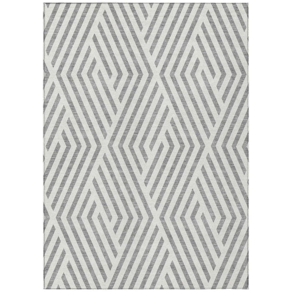 Gray and Ivory 10 ft. x 14 ft. Woven Geometric Rectangle Indoor/Outdoor Area Rug price history on PriceWatchPro