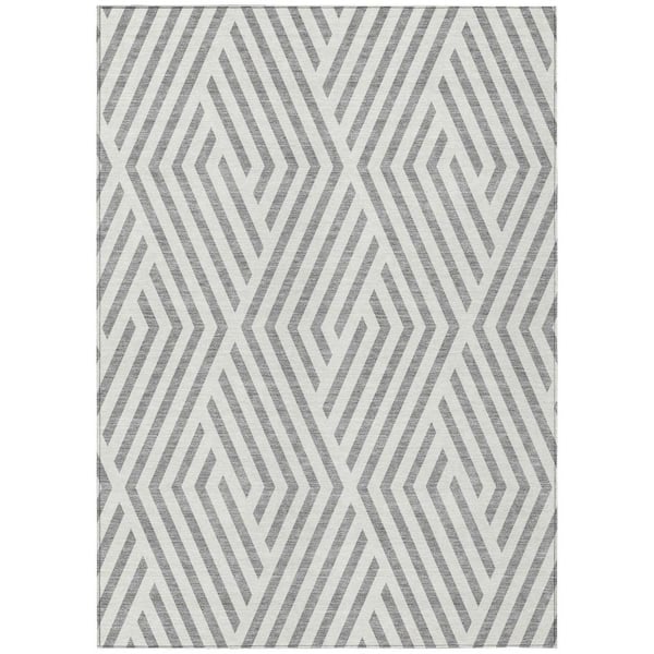 HomeRoots Gray and Ivory 10 ft. x 14 ft. Woven Geometric Rectangle ...