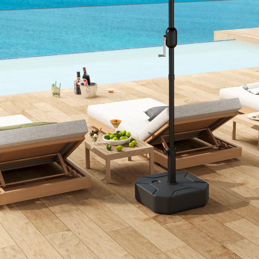 Black HDPE Plastic Fillable Patio Umbrella Base Holder