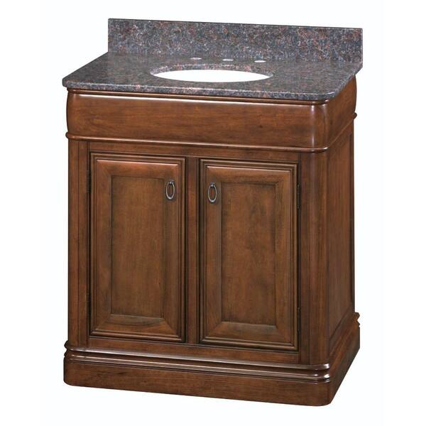 Home Decorators Collection La Grange 32 in. W x 21 in. D Bath Vanity in Glazed Sienna with Granite Vanity Top in Tan Brown