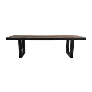 Jaxson Antique Teak Brown and Black Concrete Dining Bench (66.25 in. x 16 in.)