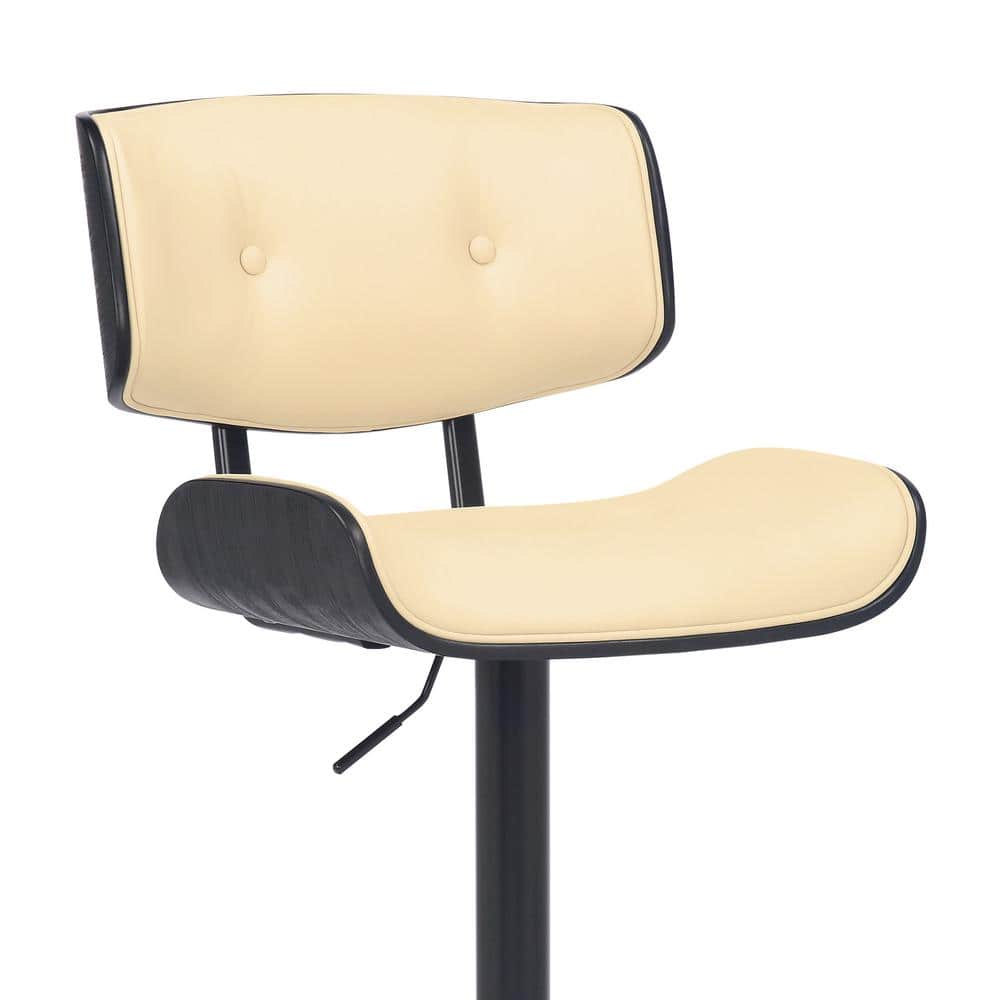 Mid-Century Modern Cream & Black Swivel Adjustable Barstool