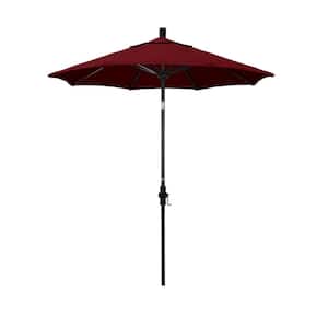 7.5 ft. Matted Black Aluminum Market Patio Umbrella Fiberglass Ribs and Collar Tilt in Spectrum Ruby Sunbrella