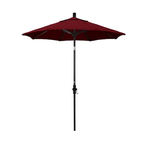 California Umbrella 7.5 ft. Matted Black Aluminum Market Patio Umbrella Fiberglass Ribs and Collar Tilt in Spectrum Ruby Sunbrella