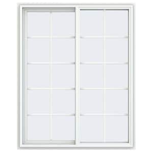47.5 in. x 59.5 in. V-4500 Series White Vinyl Left-Handed Sliding Window with Colonial Grids/Grilles