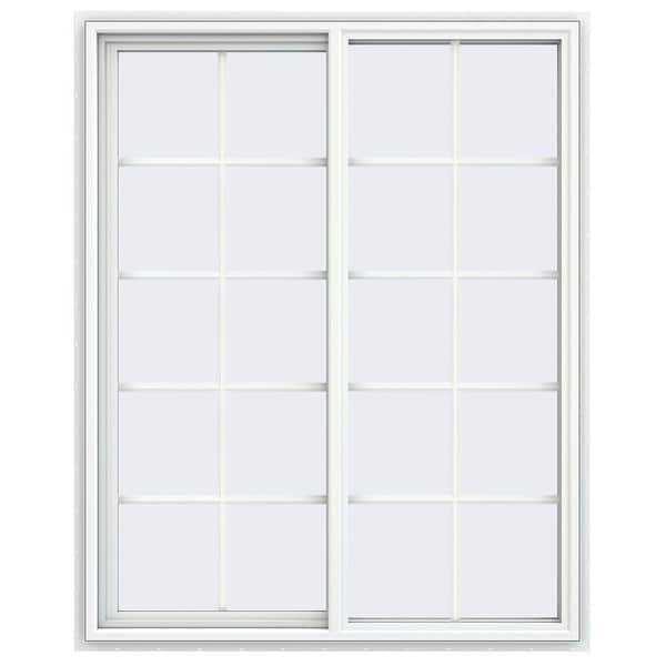 JELD-WEN 47.5 in. x 59.5 in. V-4500 Series White Vinyl Left-Handed Sliding Window with Colonial Grids/Grilles
