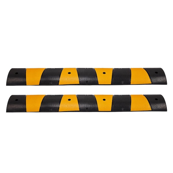 2Pcs 6 ft. Rubber Speed Bump 2-Channel Garage Speed Bump