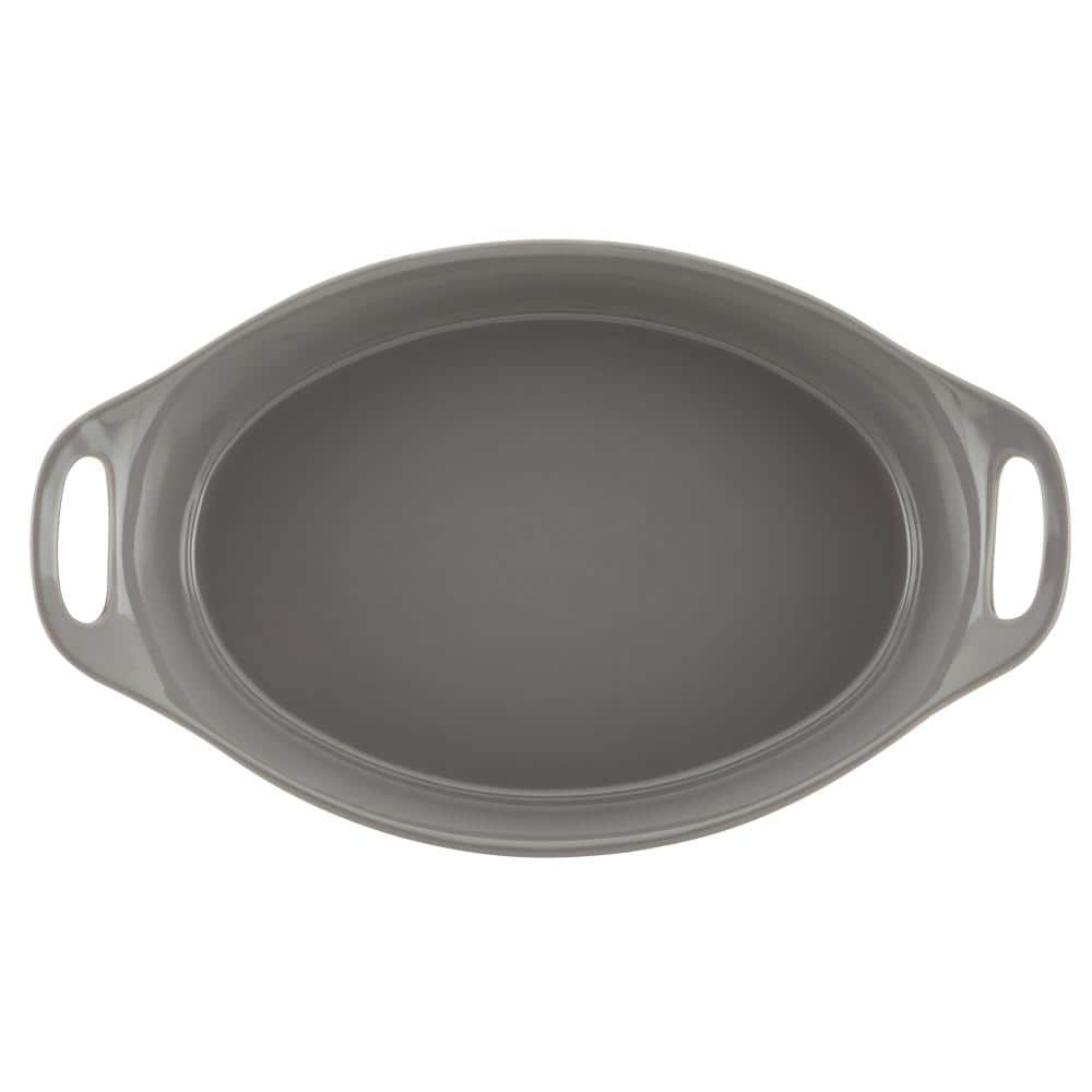 Gray Ceramic 2.5-Qt. Oval Baker with Handles