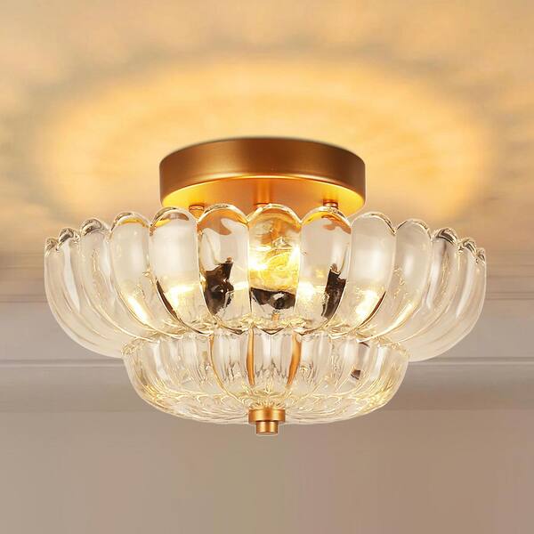 POINT ３FM-VERSATILITY Emeritpro 7.1 in. 3-Light Flush Mount Ceiling Light, Gold Finish
