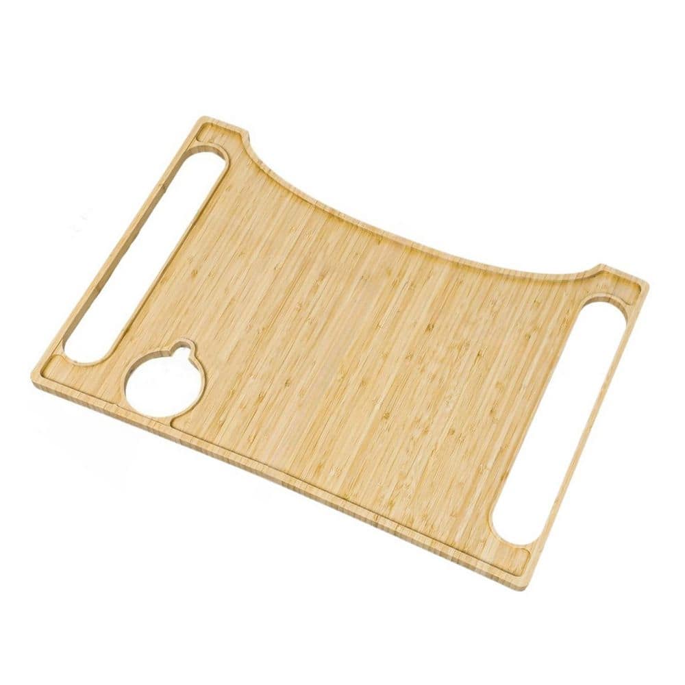 Wudkey Portable Bamboo Walker Tray with Cup Holder for Most