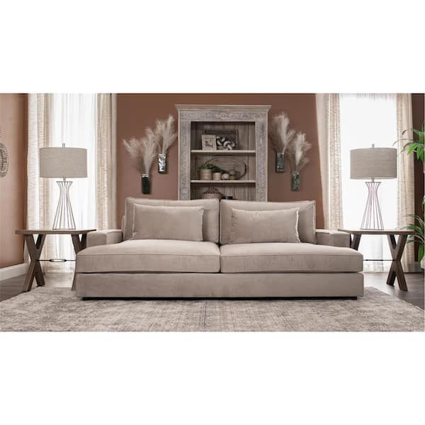 Monland 96 in. Square Arm Upholstered With Polyester Fabric Rectangle Sofa With Chaise Deep-Seated Oversized Couches in. Beige