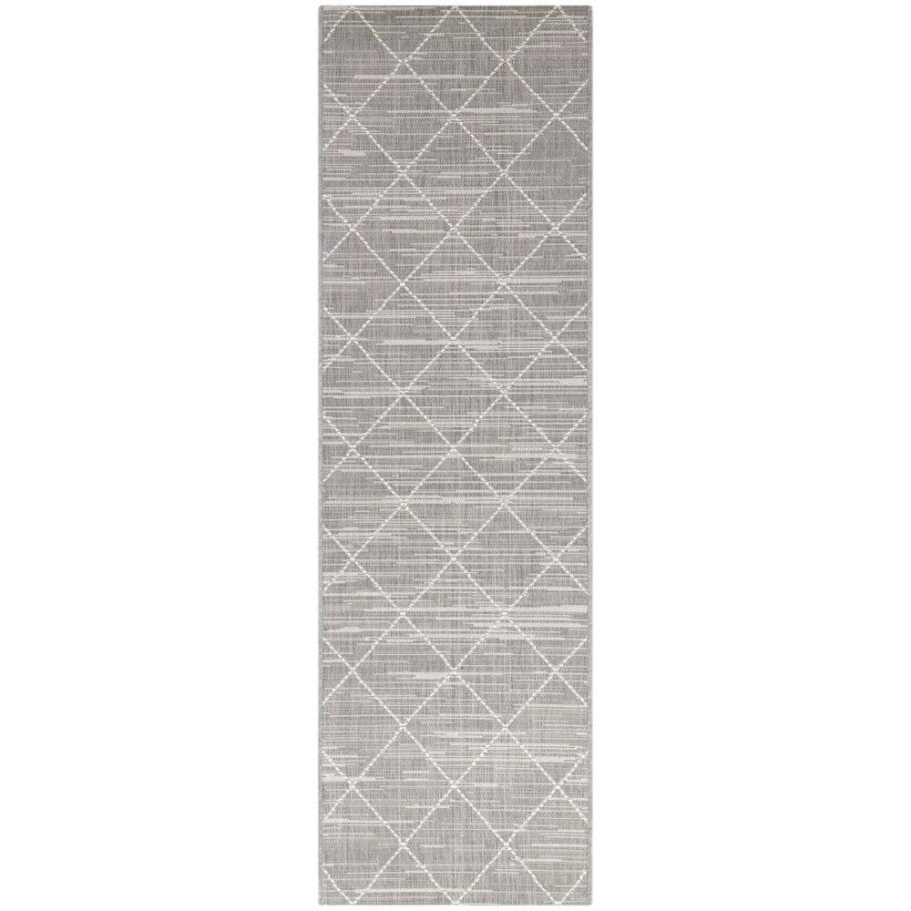 Hampton Bay Gray 2 x 7 Trellis Doormat 2 ft. x 7 ft. Area Rug 3123388 ...