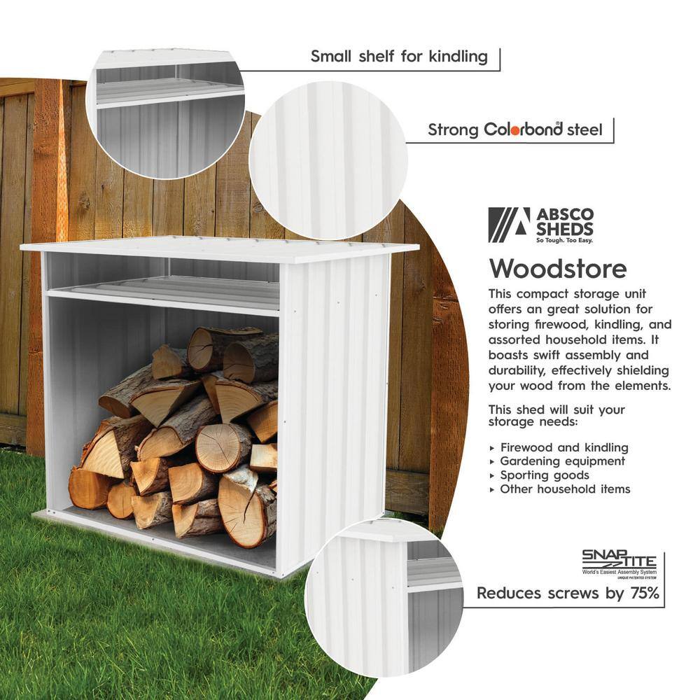 Surfmist White Metal Storage Shed with Shelving