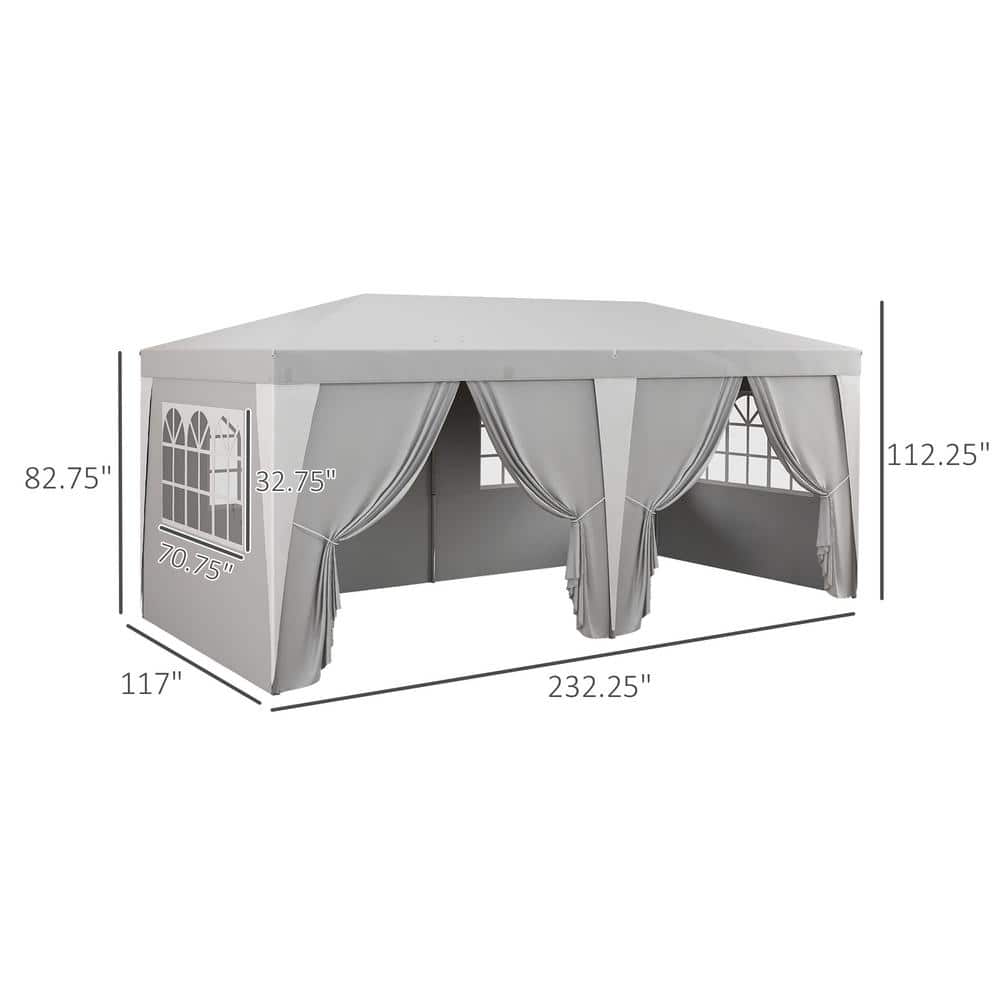 19 ft. Gray Pop Up Canopy Tent with Removable Sidewalls and Windows