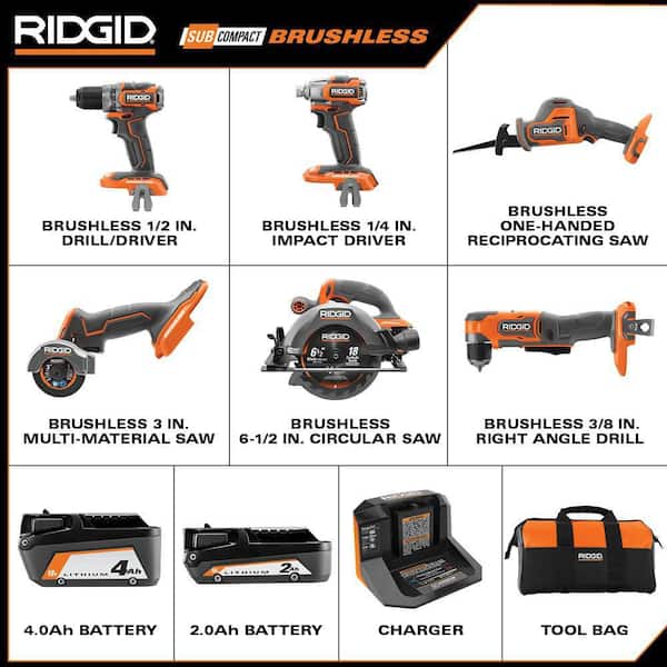 RIDGID 18V Brushless Sub-Compact Right Angle Drill Kit with 2.0 Ah Max  Output Battery and