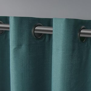 Loha Blue Teal Solid Light Filtering Grommet Top Curtain, 54 in. W x 96 in. L (Set of 2)