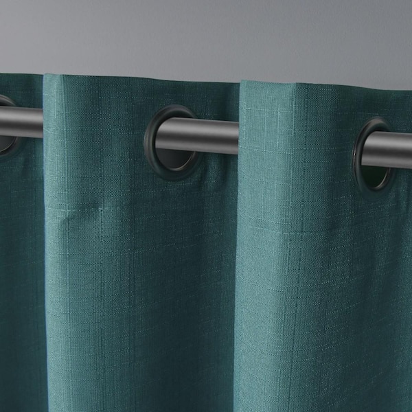 Loha Blue Teal Solid Light Filtering Grommet Top Curtain, 54 in. W x 84 in. L (Set of 2)