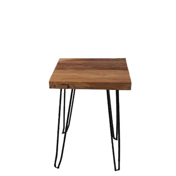 Tidoin 16 in. Black Square Metal Coffee Table with MDF Tabletop