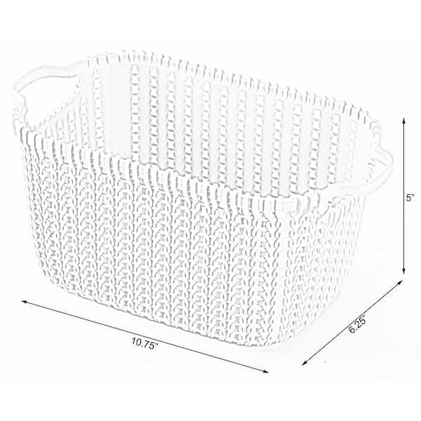 Basicwise 11.5-in W x 5-in H x 5.35-in D White/Plastic Stackable Basket in  the Storage Bins & Baskets department at