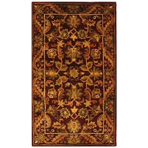 Antiquity Wine/Gold Doormat 2 ft. x 3 ft. Border Floral Solid Area Rug