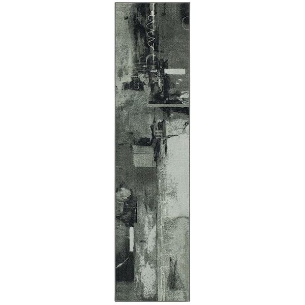 Mohawk Home Fusion Grey 2 ft. 6 in. x 10 ft. Abstract Runner Rug