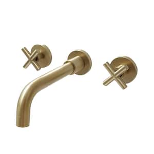 Double Handle Wall Mounted Faucet in Brushed Gold