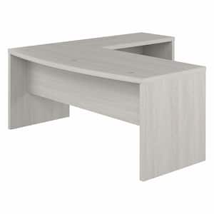 Echo 71.97 in. Bow Front L-Shaped Gray Sand Desk
