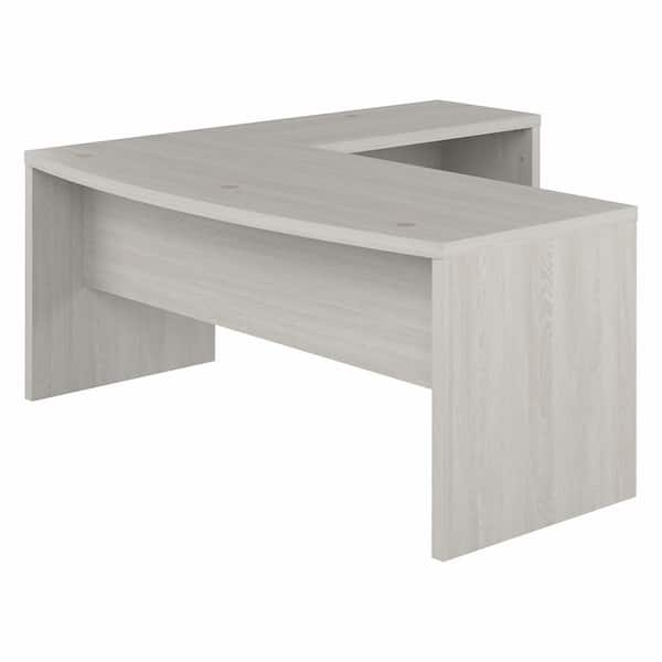 Bush Furniture Echo 71.97 in. Bow Front L-Shaped Gray Sand Desk ...