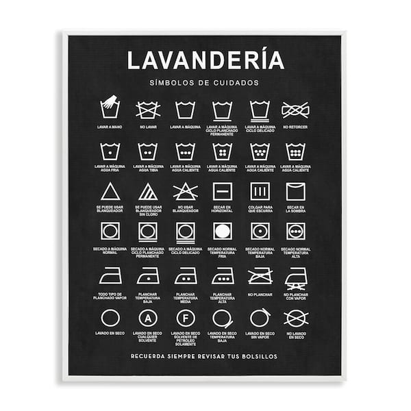 Stupell Industries Lavanderia Symbol Guide Black by Lettered and Lined White Framed Typography Giclee Art Print 20 in. x 16 in.