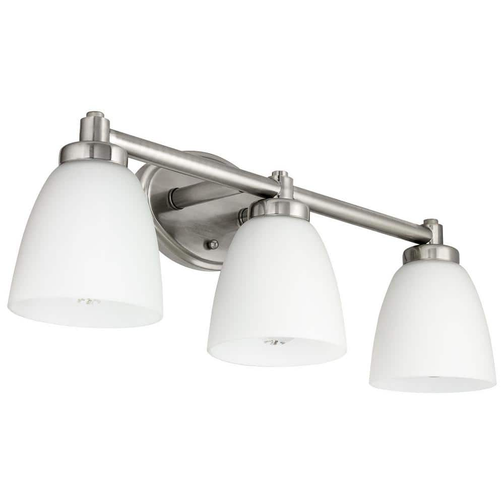 Sunlite 24 in. 3 Light Brushed Nickel Vanity Light Fixture with Bell ...