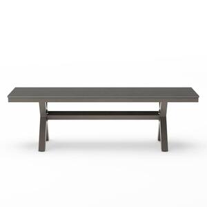 60 in.Alu Recycled Plastic Wood Outdoor Patio Benches X-Leg Dining Bench for Outdoor Patio Garden Backyard-Dark Gray