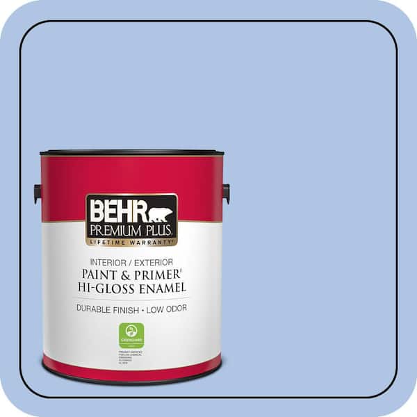 BEHR PREMIUM PLUS 1 gal. #580B-4 Ocean Dream Hi-Gloss Enamel Interior/Exterior Paint & Primer