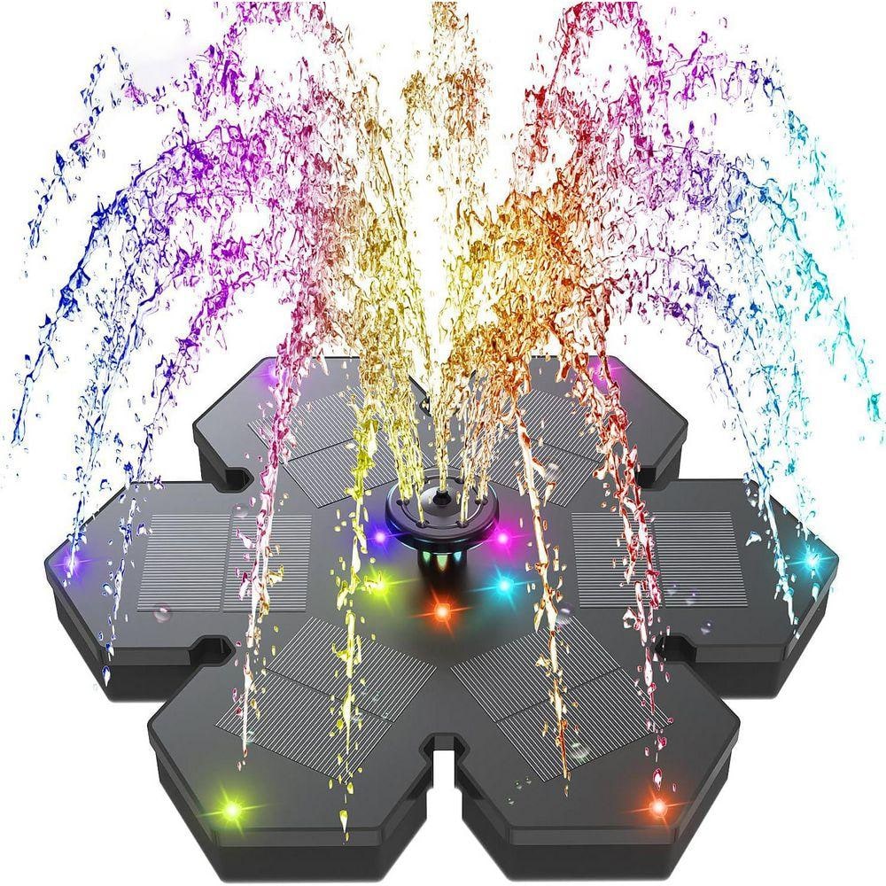 Solar Fountain Snowflake Style 2025 Upgrade 3.5 W Solar Bird Bath Fountain with LED Lights 7-Nozzles Garden Pool Pond