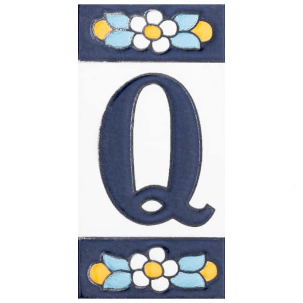 Merola Tile Sevillano Flora Address Letters Q 2-1/8 in. x 4-3/8 in. Ceramic Wall Tile (0.07 sq. ft./Each)