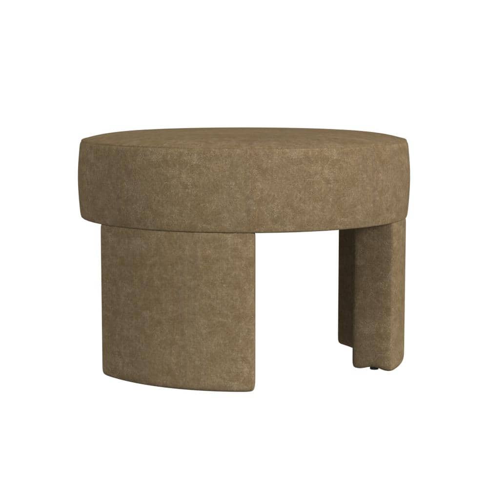Sophia Mocha Velvet Round Ottoman