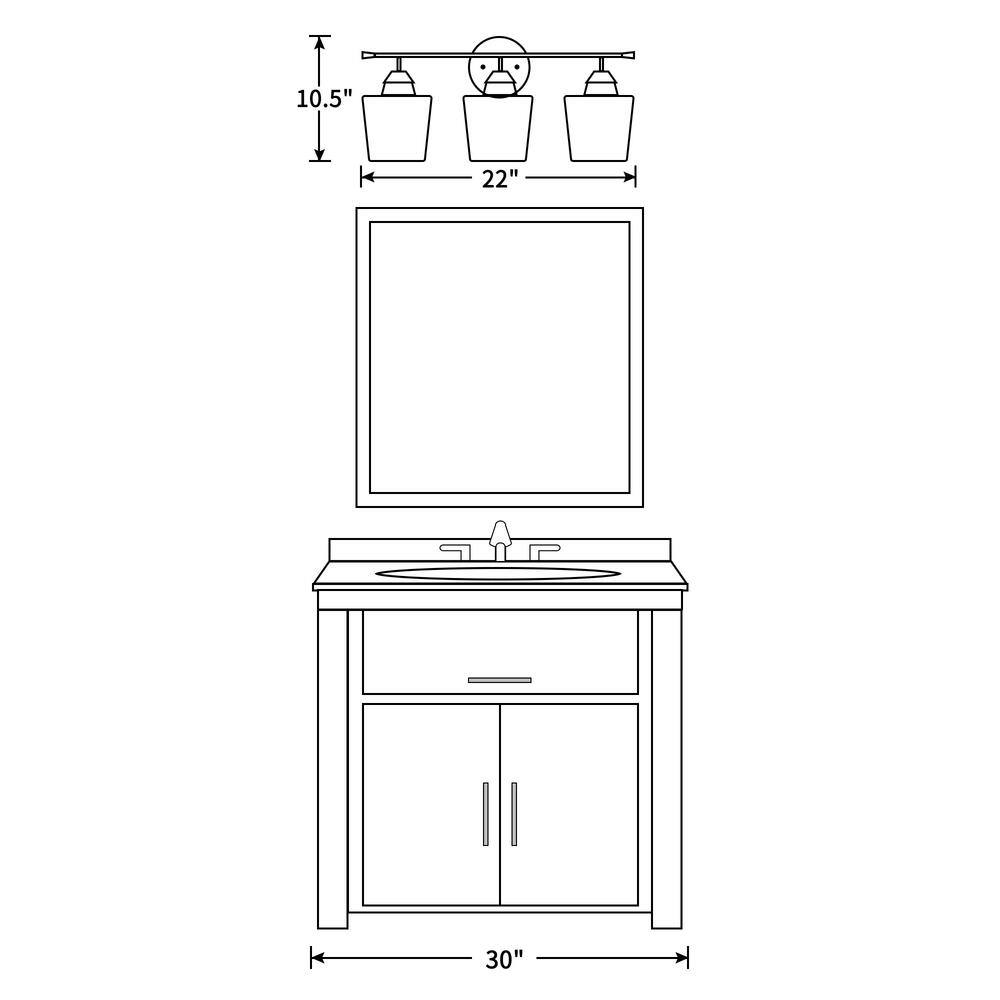 Atish Matte Black 3-Light Bathroom Vanity Fixture with Clear Glass Shades