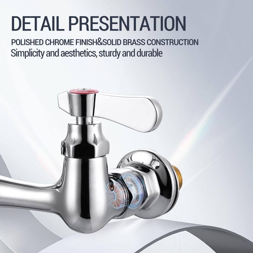 Polished Chrome Wall Mount Double Handle Kitchen Faucet